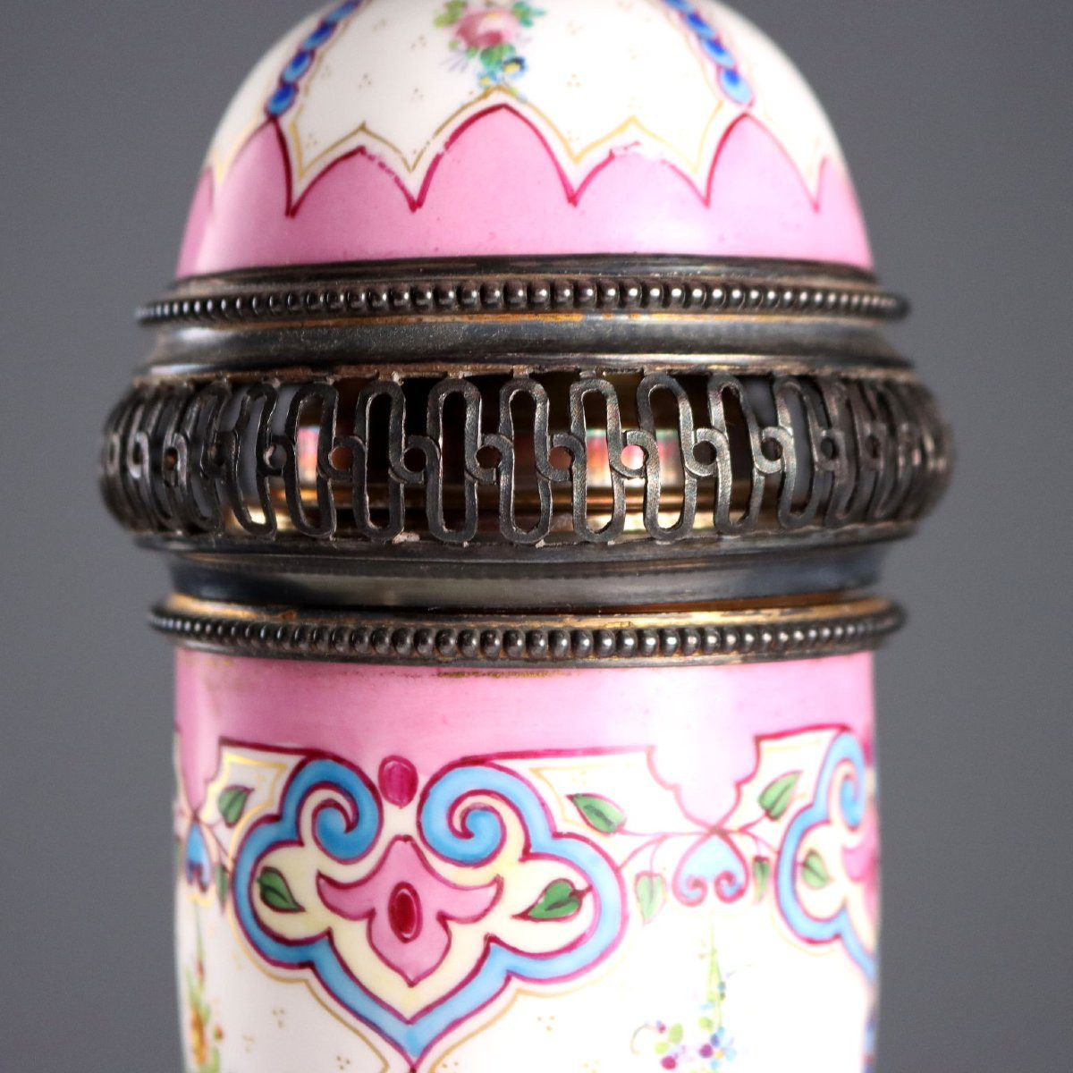 Paire de vases en argent et porcelaine, Manufacture de Limoges France -photo-4