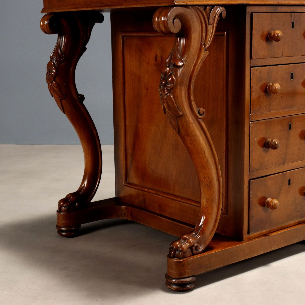 Daempport Walnut Writing Desk England Second Half Of The 19th Century-photo-3