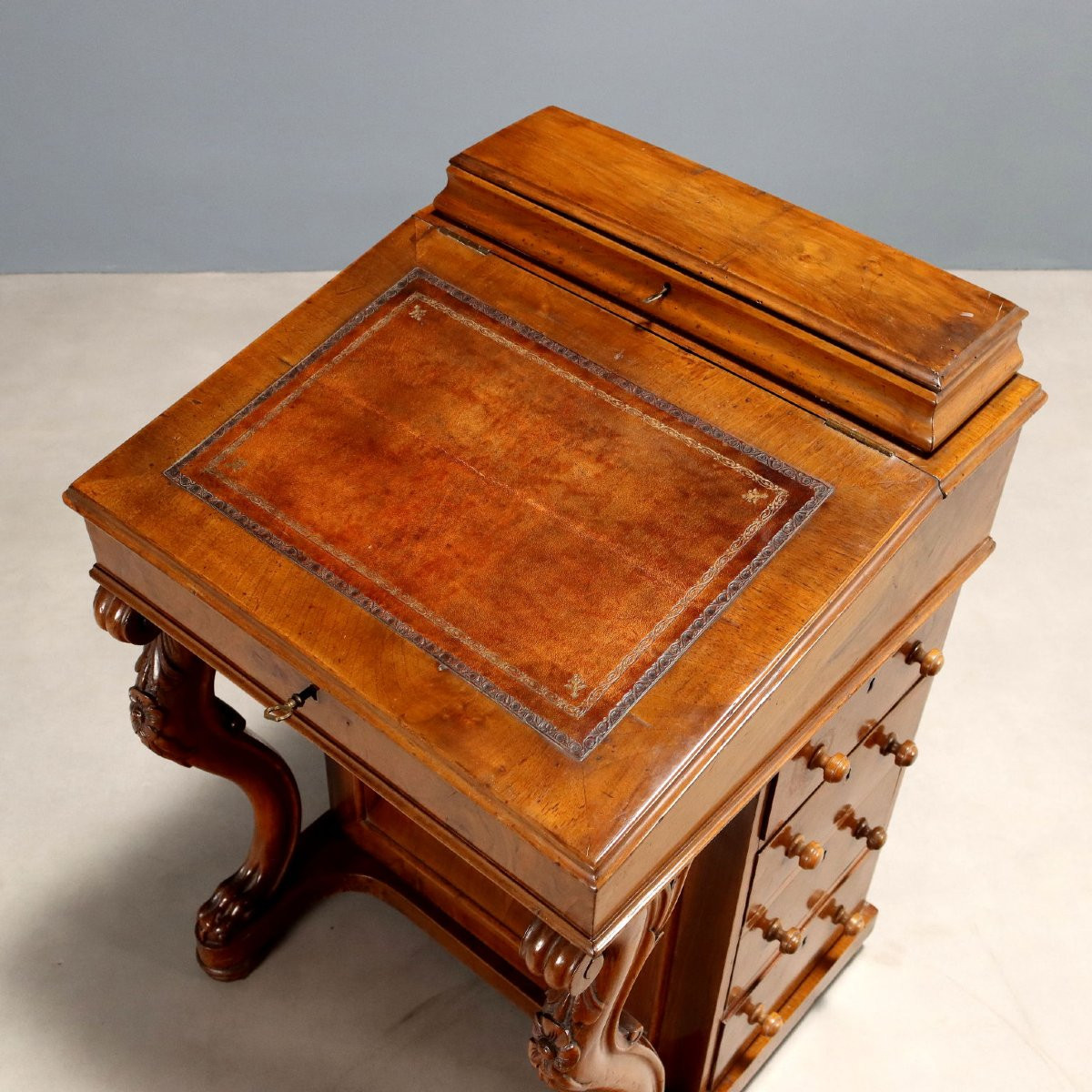 Daempport Walnut Writing Desk England Second Half Of The 19th Century-photo-4