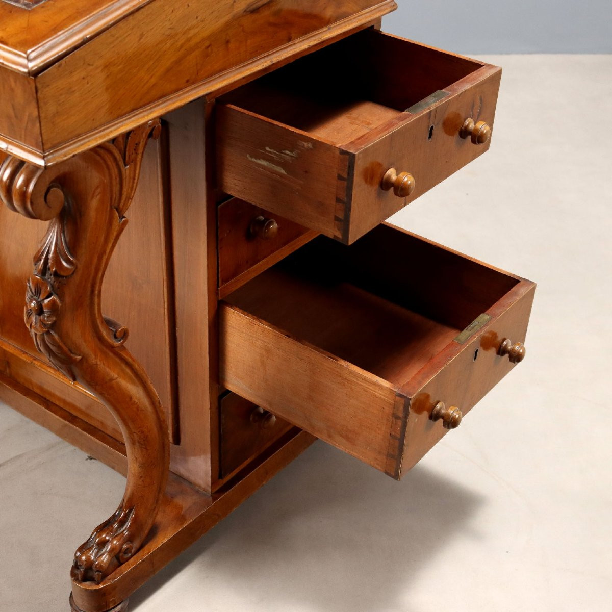Daempport Walnut Writing Desk England Second Half Of The 19th Century-photo-3