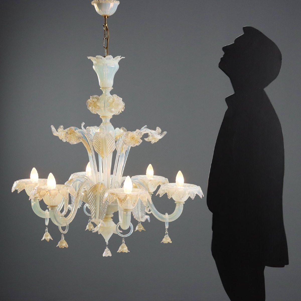 Antique Chandelier Blown Glass Of Murano Italy XX Century-photo-2