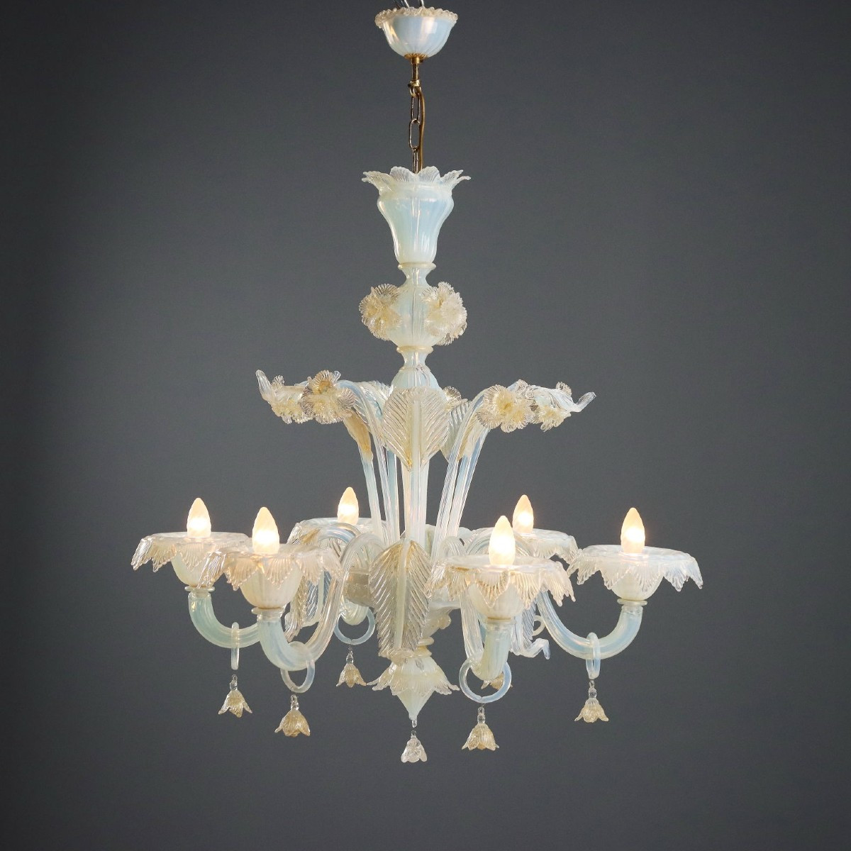 Antique Chandelier Blown Glass Of Murano Italy XX Century