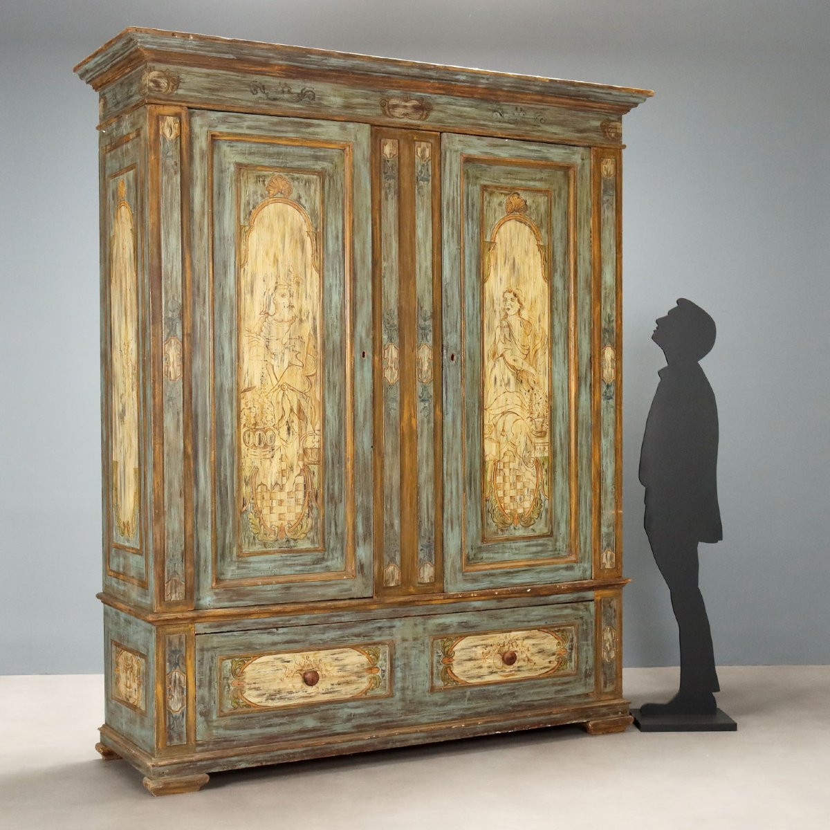 Antique Wardrobe Baroque Style Lacquered Wood XIX Century-photo-2