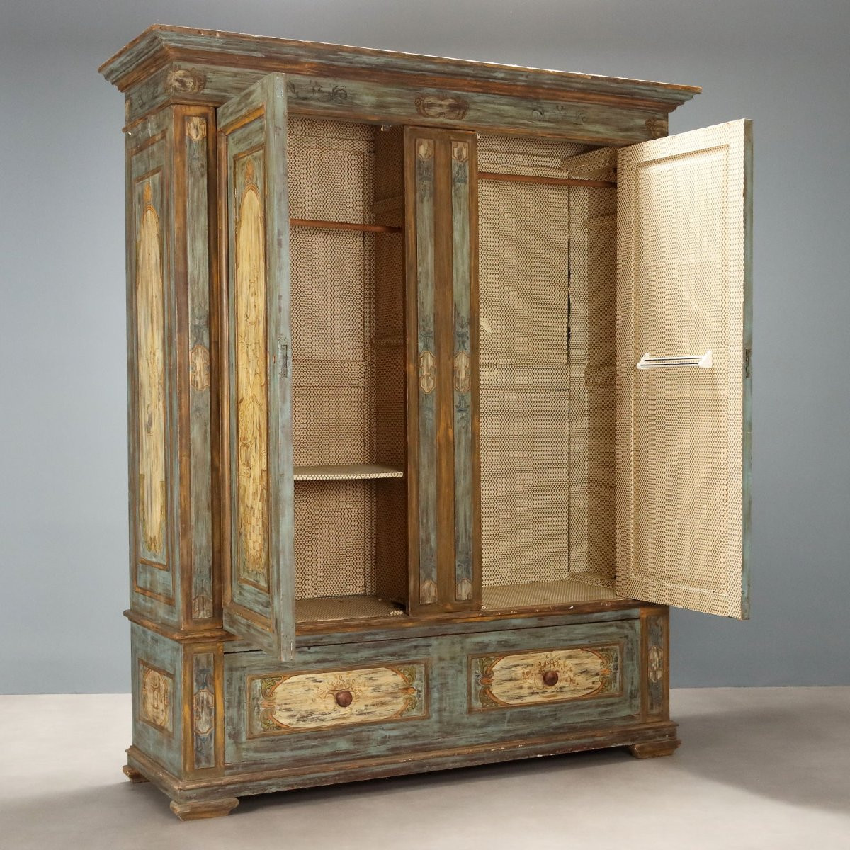 Antique Wardrobe Baroque Style Lacquered Wood XIX Century-photo-3