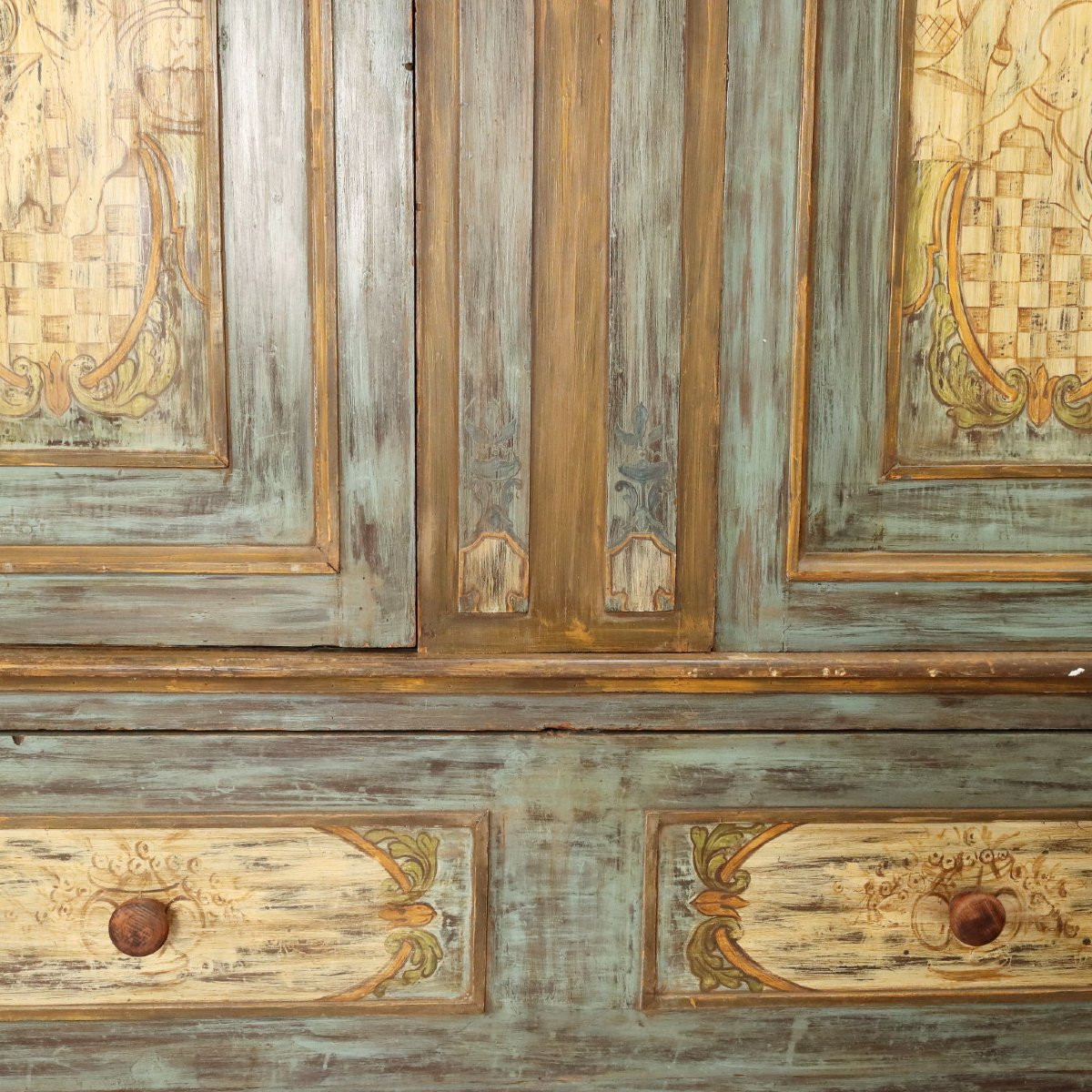 Antique Wardrobe Baroque Style Lacquered Wood XIX Century-photo-1