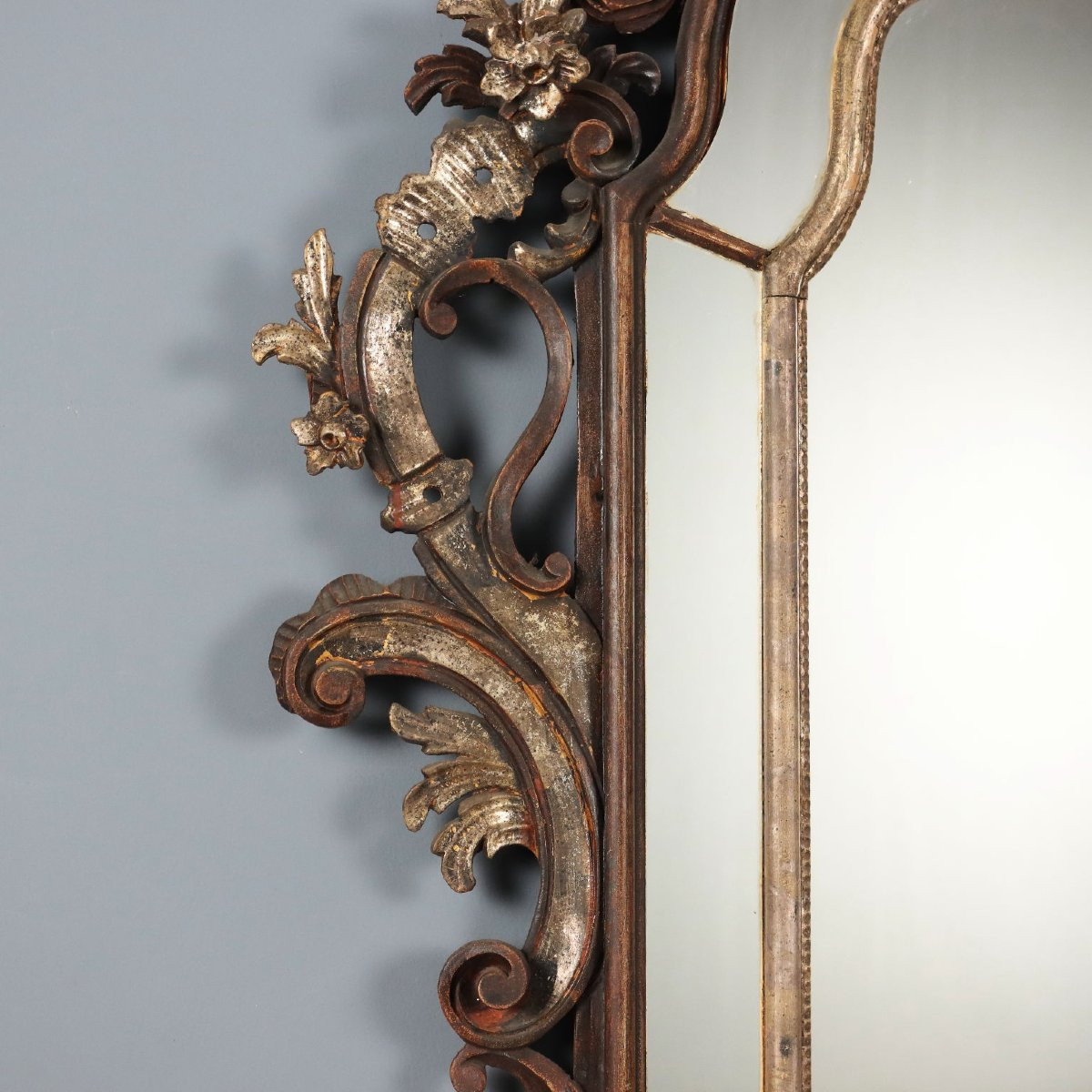 Miroir Ancien Style Rococo Bois Laqué Doré Italie du XXe Siècle-photo-2