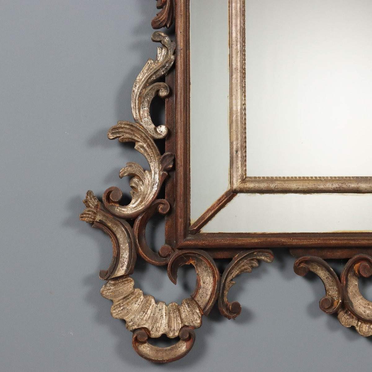 Miroir Ancien Style Rococo Bois Laqué Doré Italie du XXe Siècle-photo-4