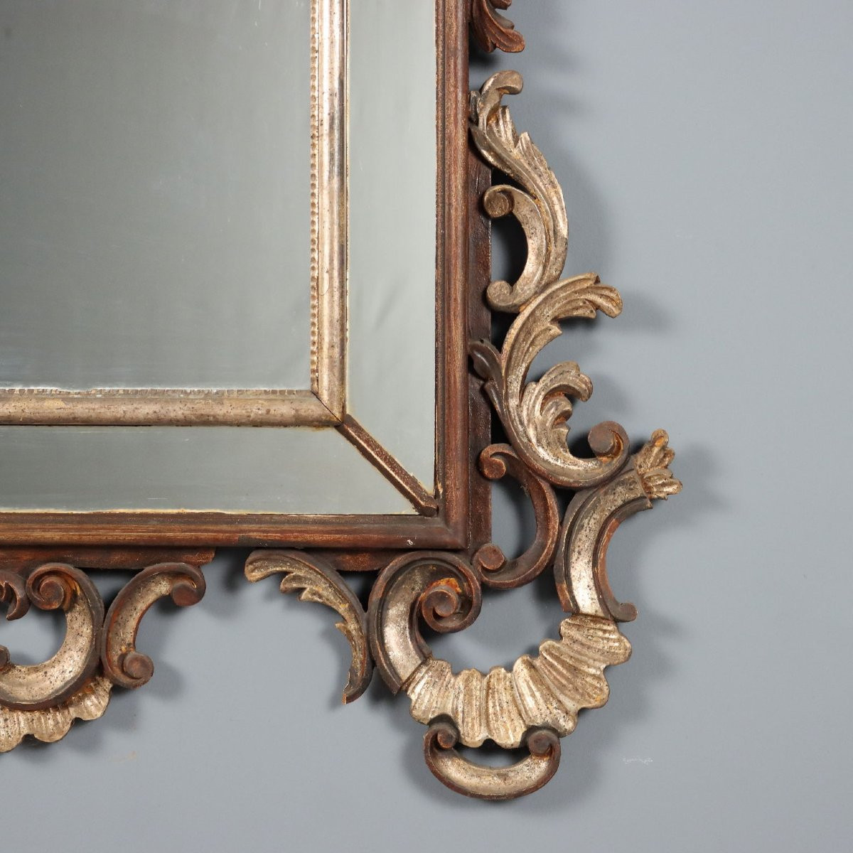 Miroir Ancien Style Rococo Bois Laqué Doré Italie du XXe Siècle-photo-6
