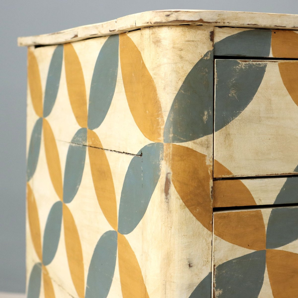 Commode Umbertino Ancienne Sapin Noyer 4 Tiroirs XIXe Siècle-photo-4