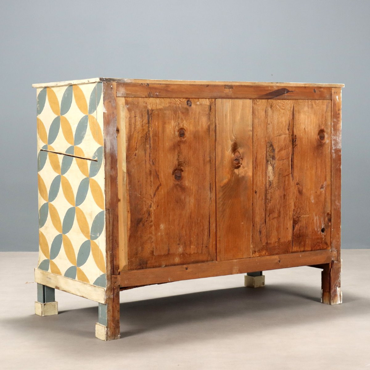Commode Umbertino Ancienne Sapin Noyer 4 Tiroirs XIXe Siècle-photo-6