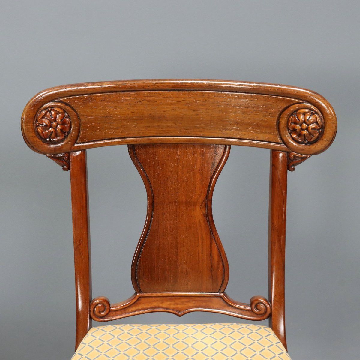 Antique Chairs Victorian Style Mahogany Fabric XIX Century -photo-4