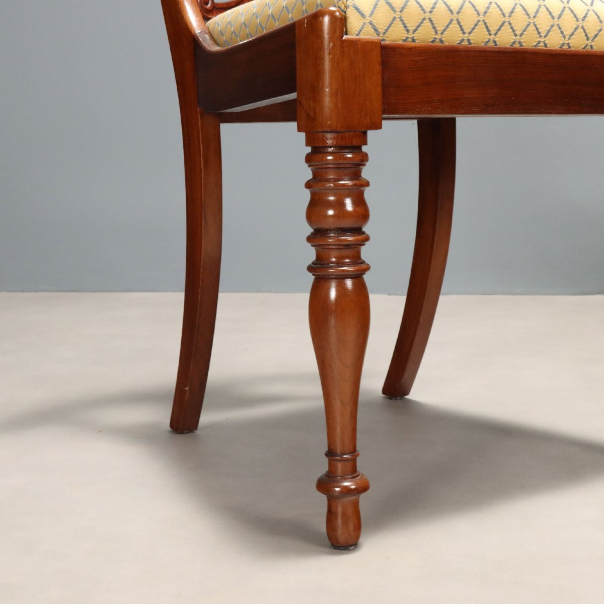 Antique Chairs Victorian Style Mahogany Fabric XIX Century -photo-2