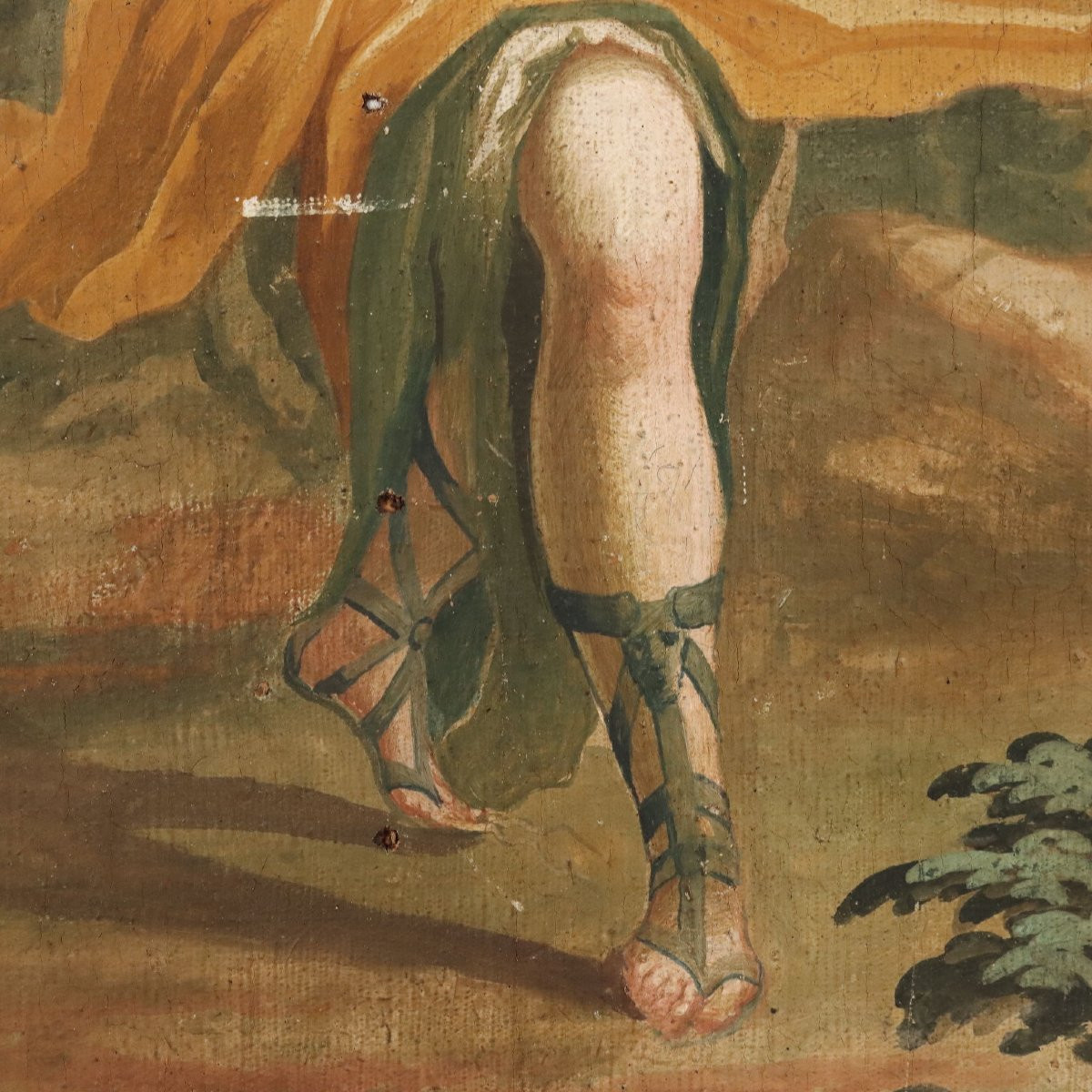 Tableau Ancien Apollon et Daphné Huile sur Toile du XVIIIe Siècle-photo-3