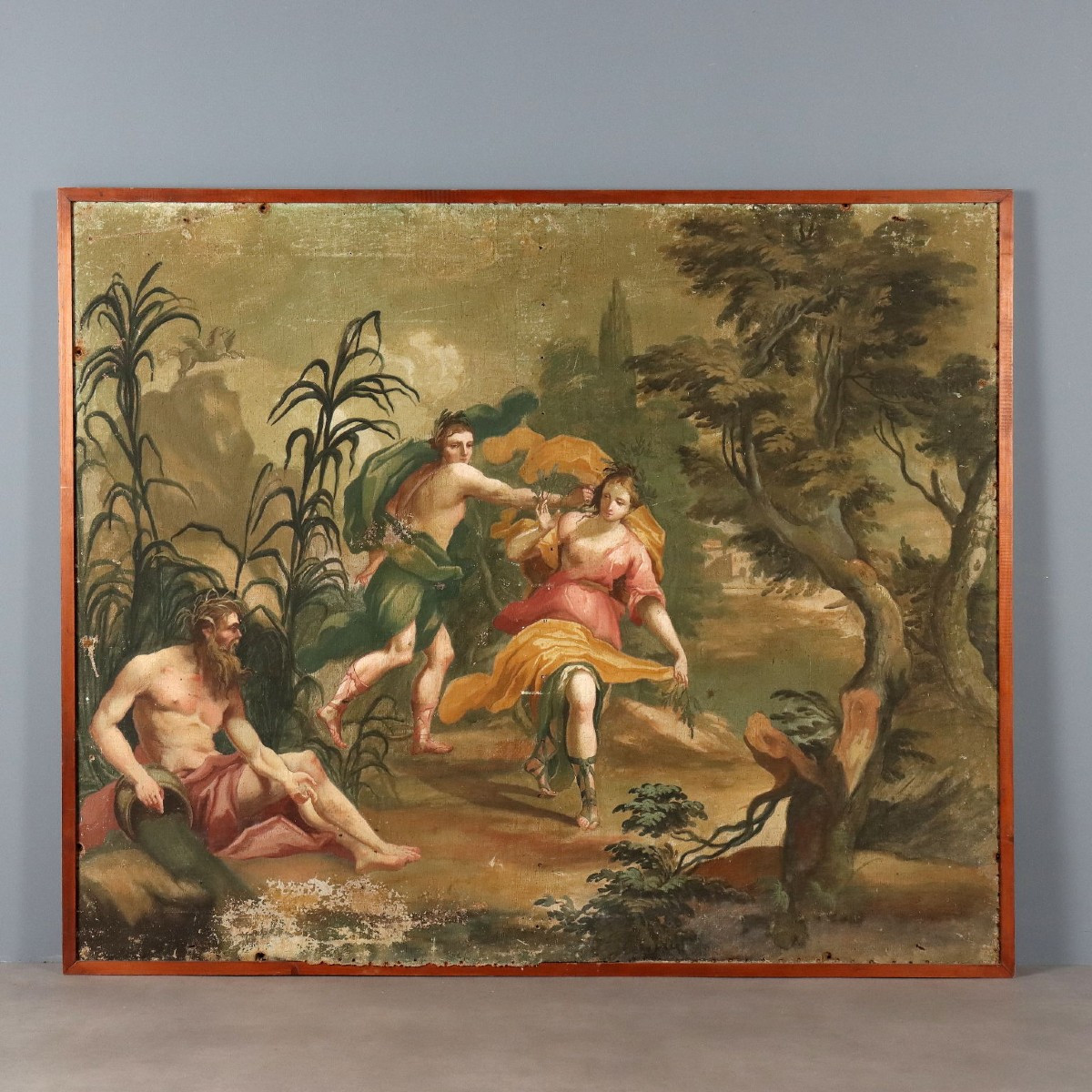 Tableau Ancien Apollon et Daphné Huile sur Toile du XVIIIe Siècle