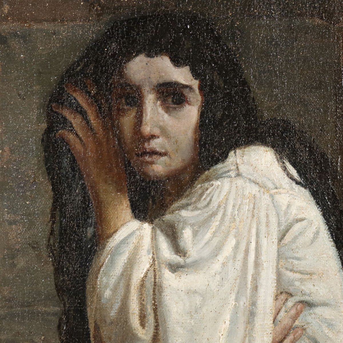 Esmeralda dans la tour de Notre-Dame Tableau Ancien XIXe Siècle-photo-4