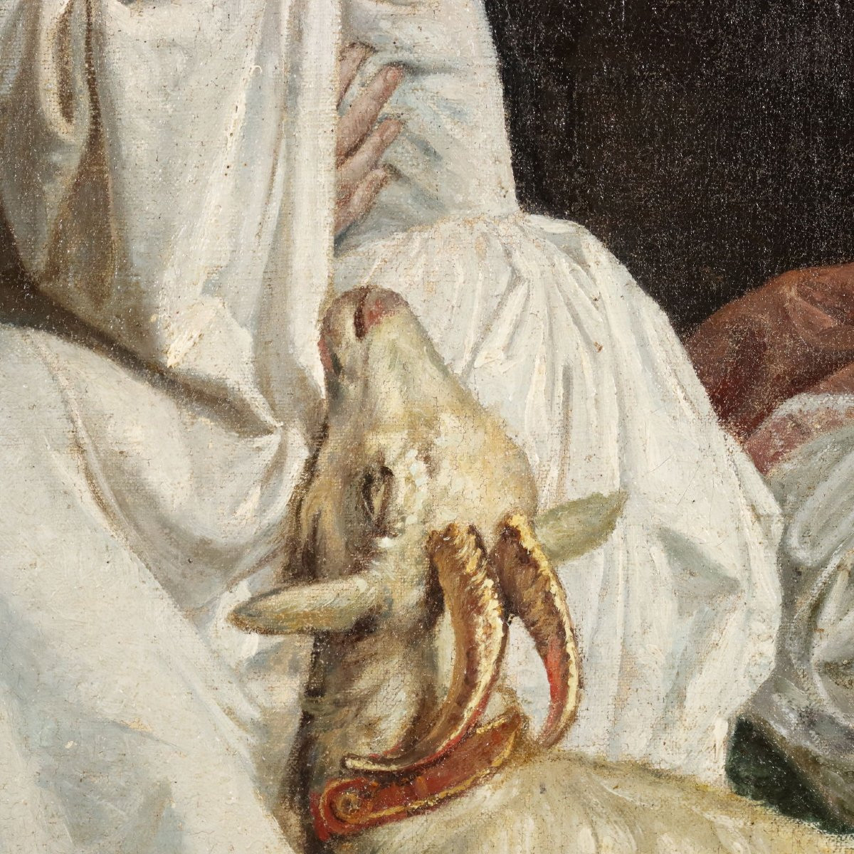 Esmeralda dans la tour de Notre-Dame Tableau Ancien XIXe Siècle-photo-1