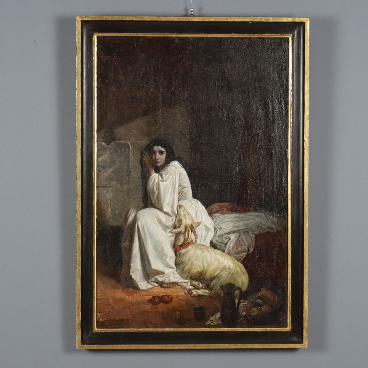 Esmeralda dans la tour de Notre-Dame Tableau Ancien XIXe Siècle