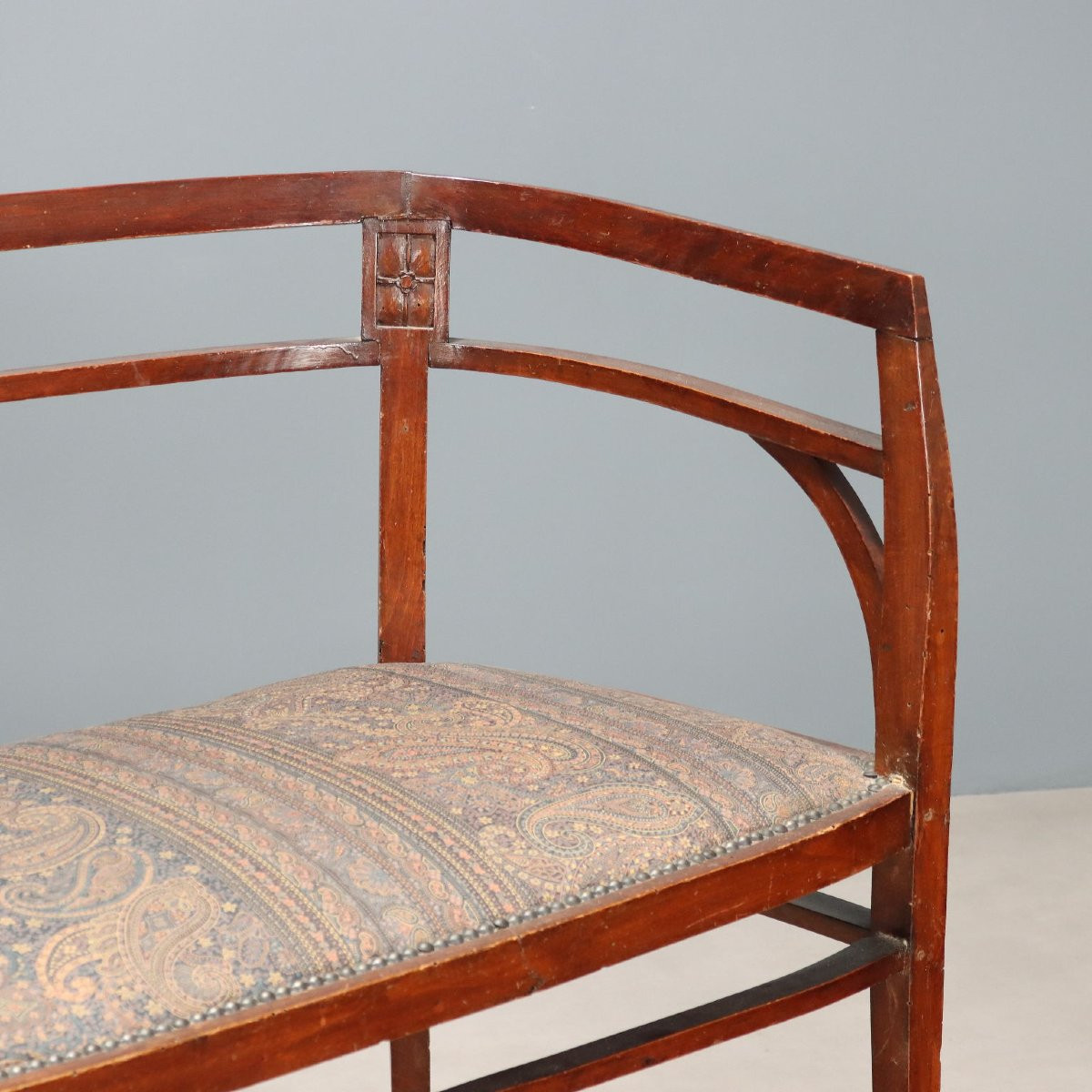 Canapé Art Nouveau Ancien Hêtre Teinté Noyer XIXe Siècle-photo-4