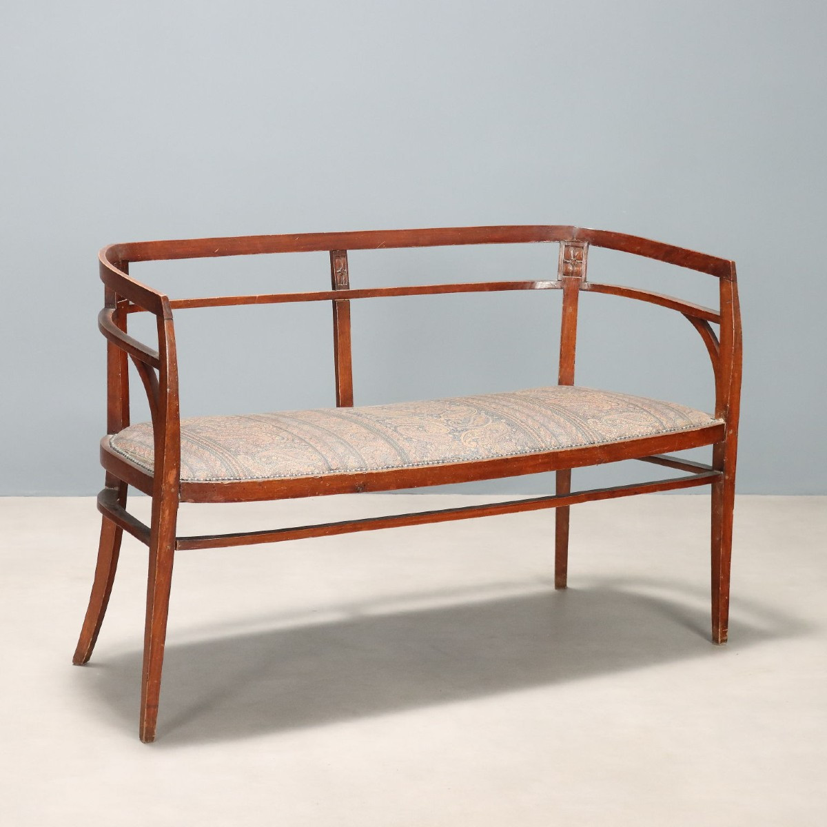 Canapé Art Nouveau Ancien Hêtre Teinté Noyer XIXe Siècle