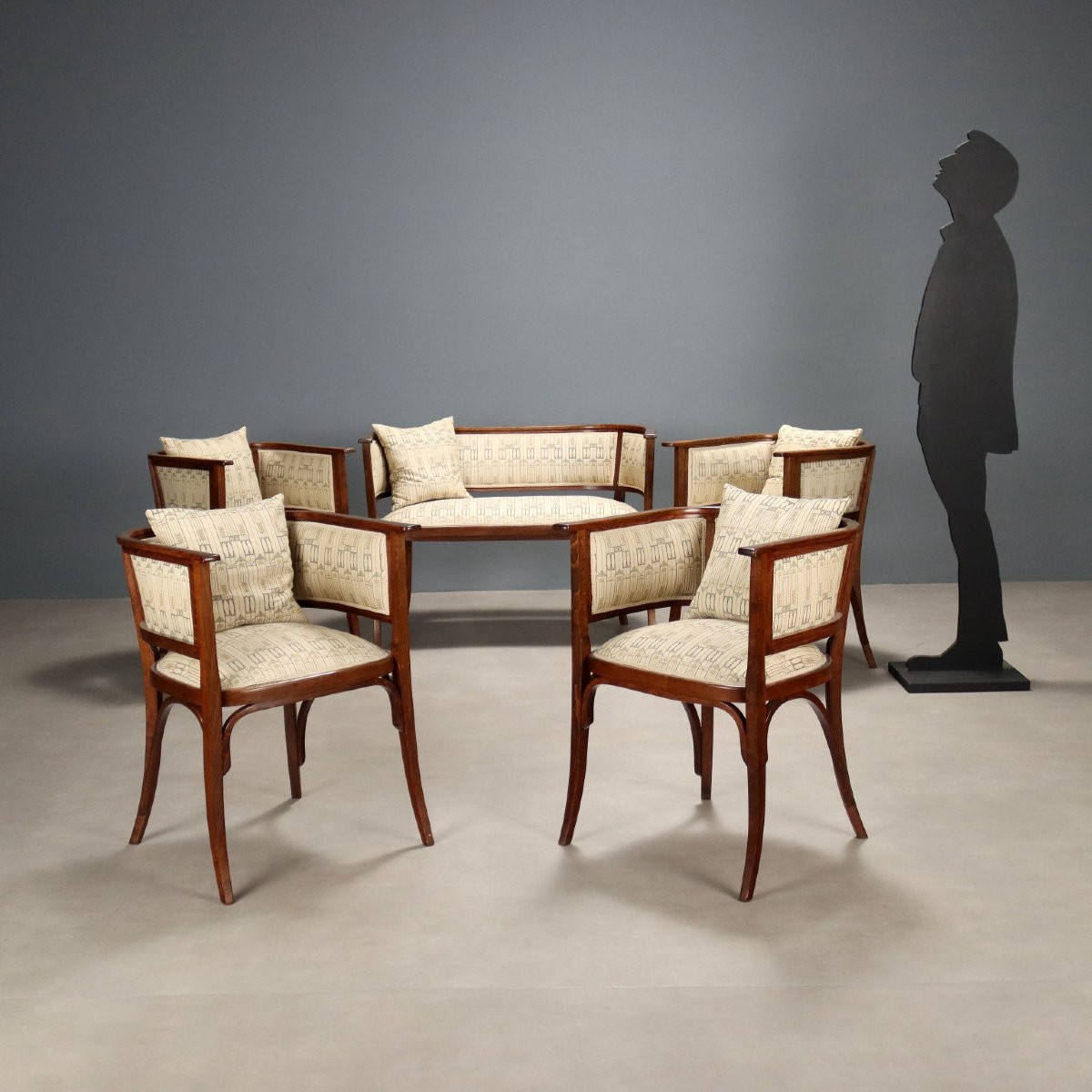 Salon Thonet Mundus Ancien Hêtre Courbé Autriche du XXe Siècle-photo-2