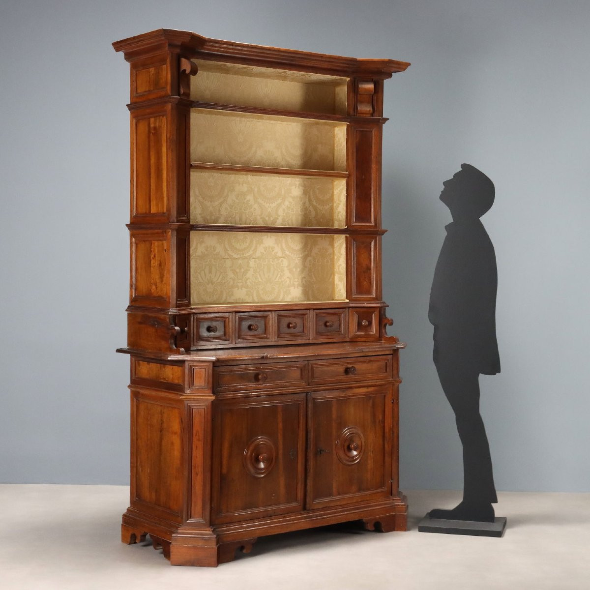 Antique Cupboard Walnut 6 Drawers With Upper Part XIX Century-photo-2