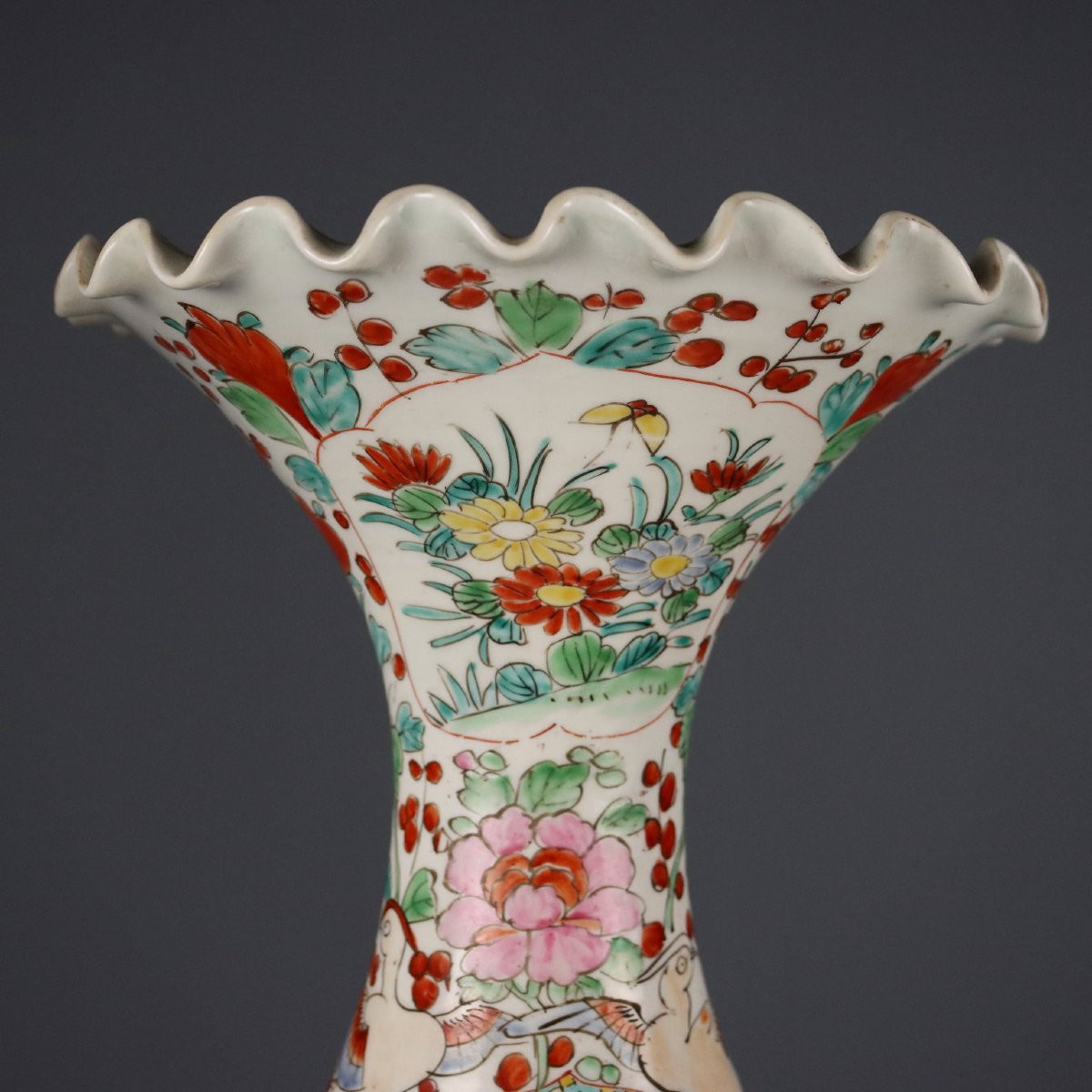 Vases Ancien Porcelaine en Forme de Trompette Taisho 1910-1920-photo-4