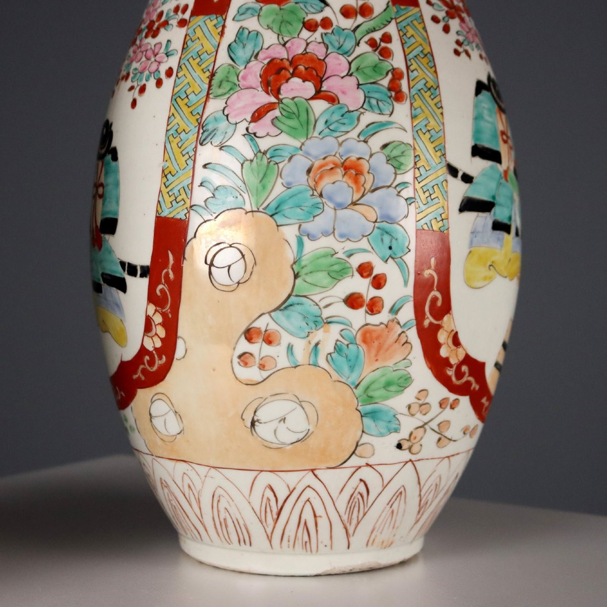Vases Ancien Porcelaine en Forme de Trompette Taisho 1910-1920-photo-3