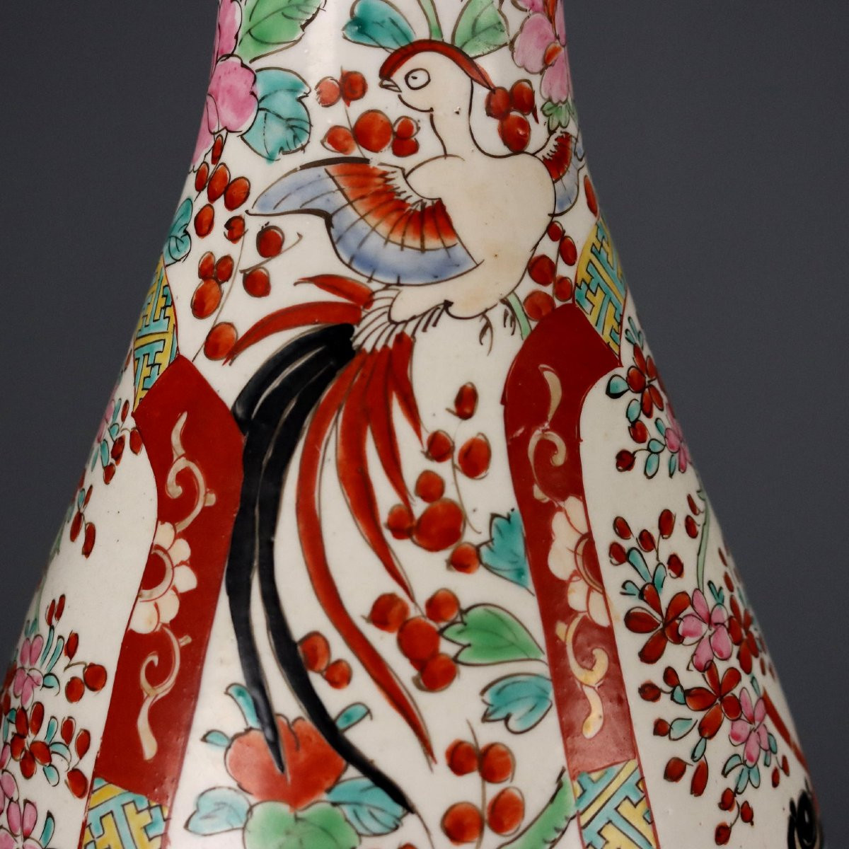 Vases Ancien Porcelaine en Forme de Trompette Taisho 1910-1920-photo-4