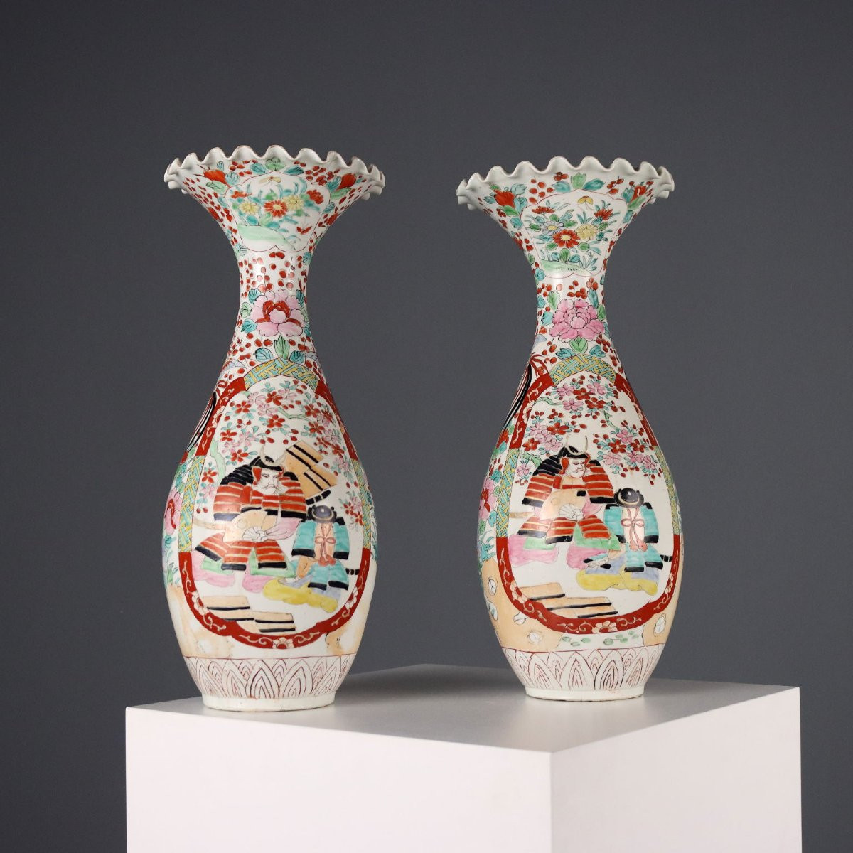 Vases Ancien Porcelaine en Forme de Trompette Taisho 1910-1920-photo-6