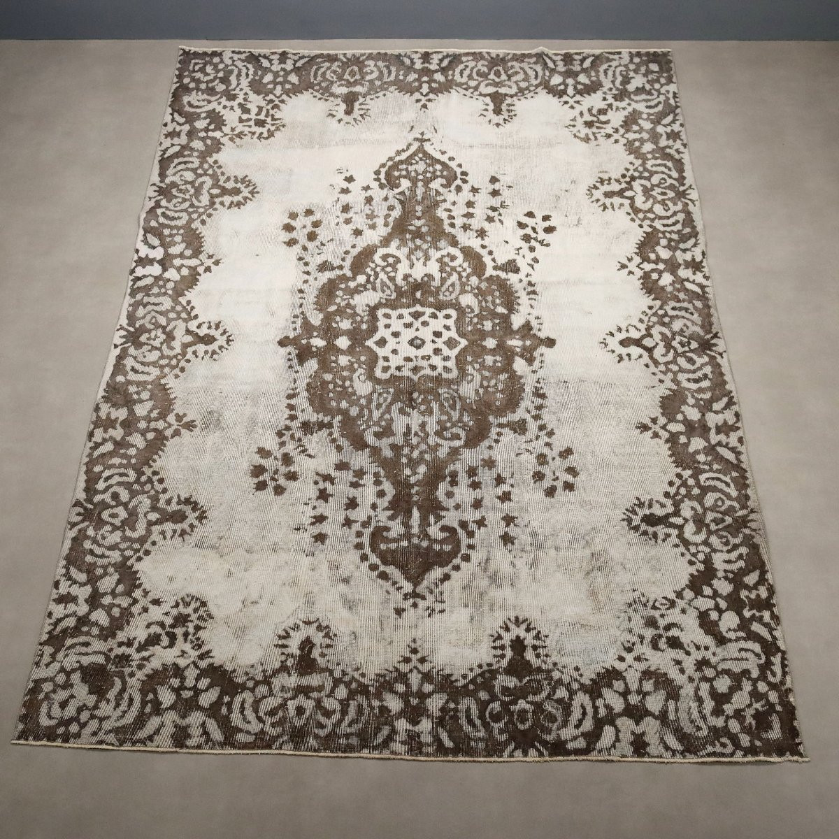 Antique Carpet Wool Cotton Thin Knot Handmade 142 X 103 In-photo-3