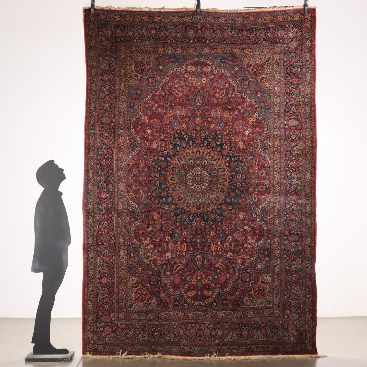 Antique Asian Carpet Cotton Wool Extra-thin Knot 124 X 85 In-photo-2