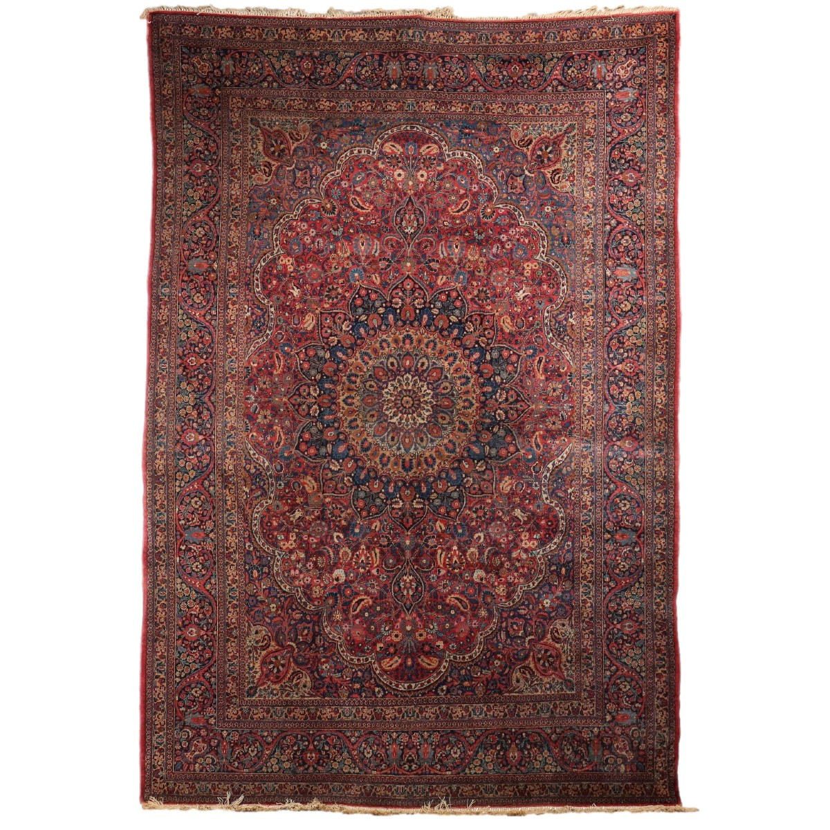 Antique Asian Carpet Cotton Wool Extra-thin Knot 124 X 85 In