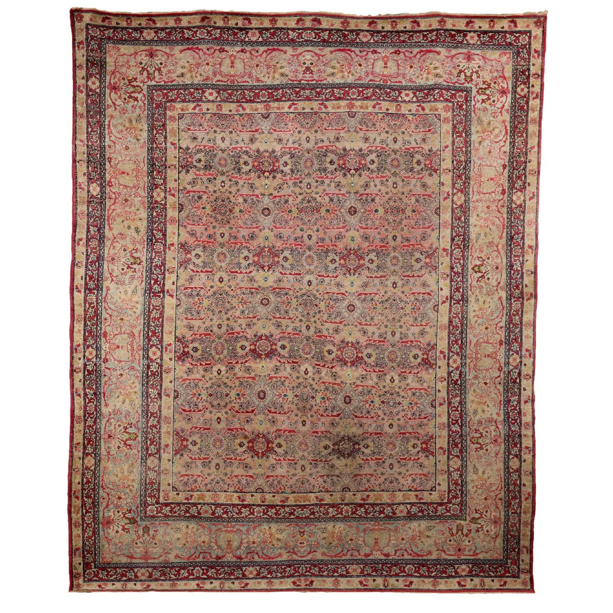 Antique Asian Carpet Cotton Wool Thin Knot 130 X 102 In