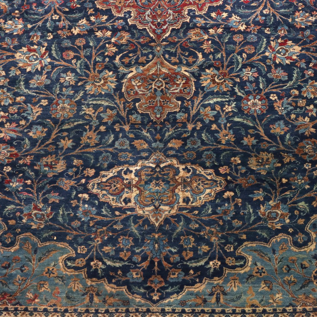 Antique Mashad Carpet Cotton Wool Thin Knot Iran 224 X 138 In-photo-4
