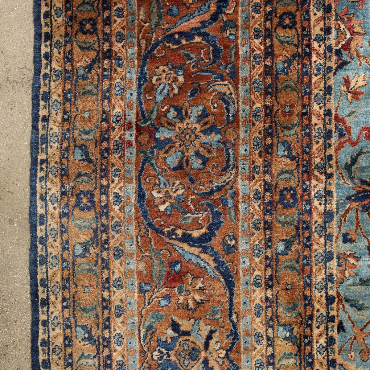 Antique Mashad Carpet Cotton Wool Thin Knot Iran 224 X 138 In-photo-4