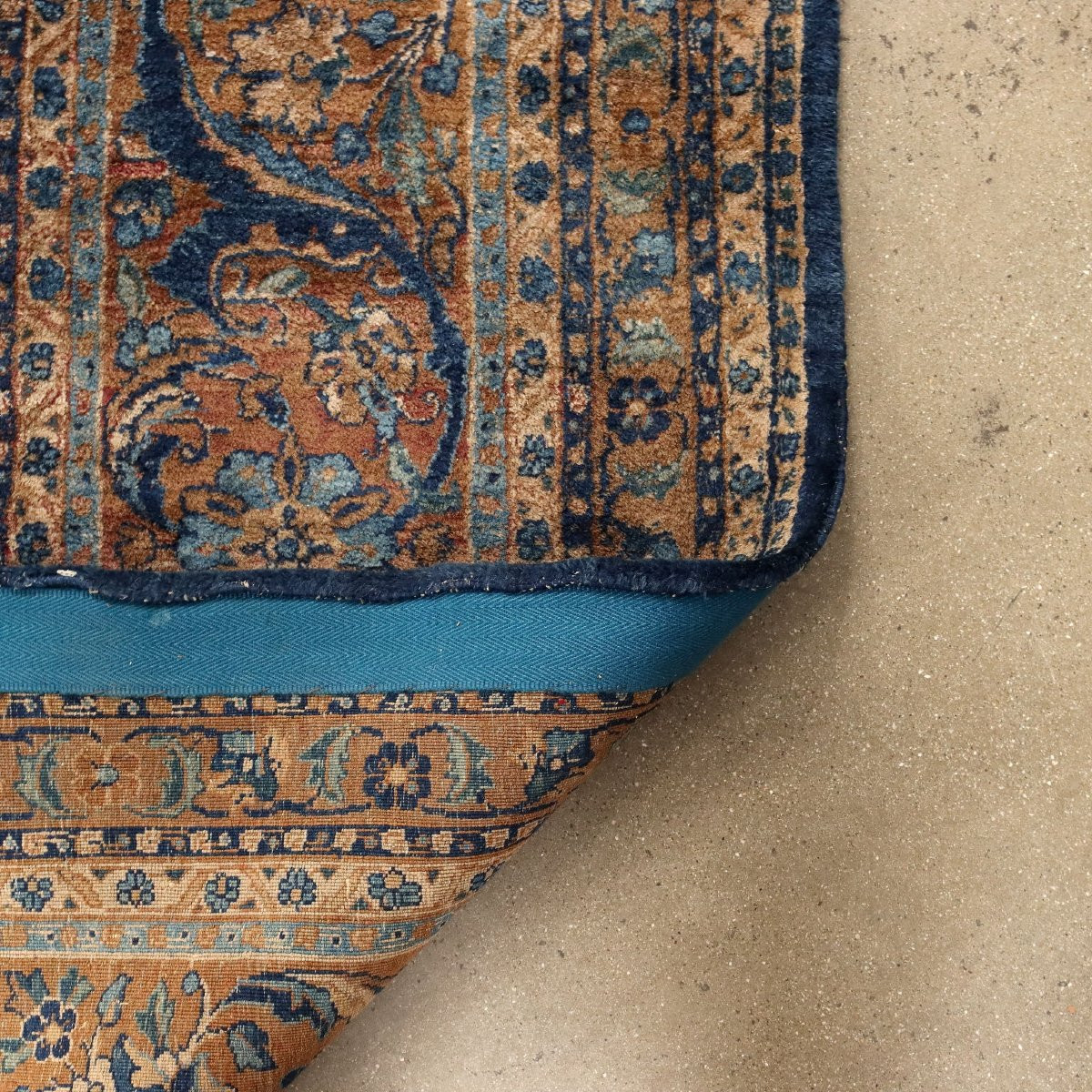 Antique Mashad Carpet Cotton Wool Thin Knot Iran 224 X 138 In-photo-6