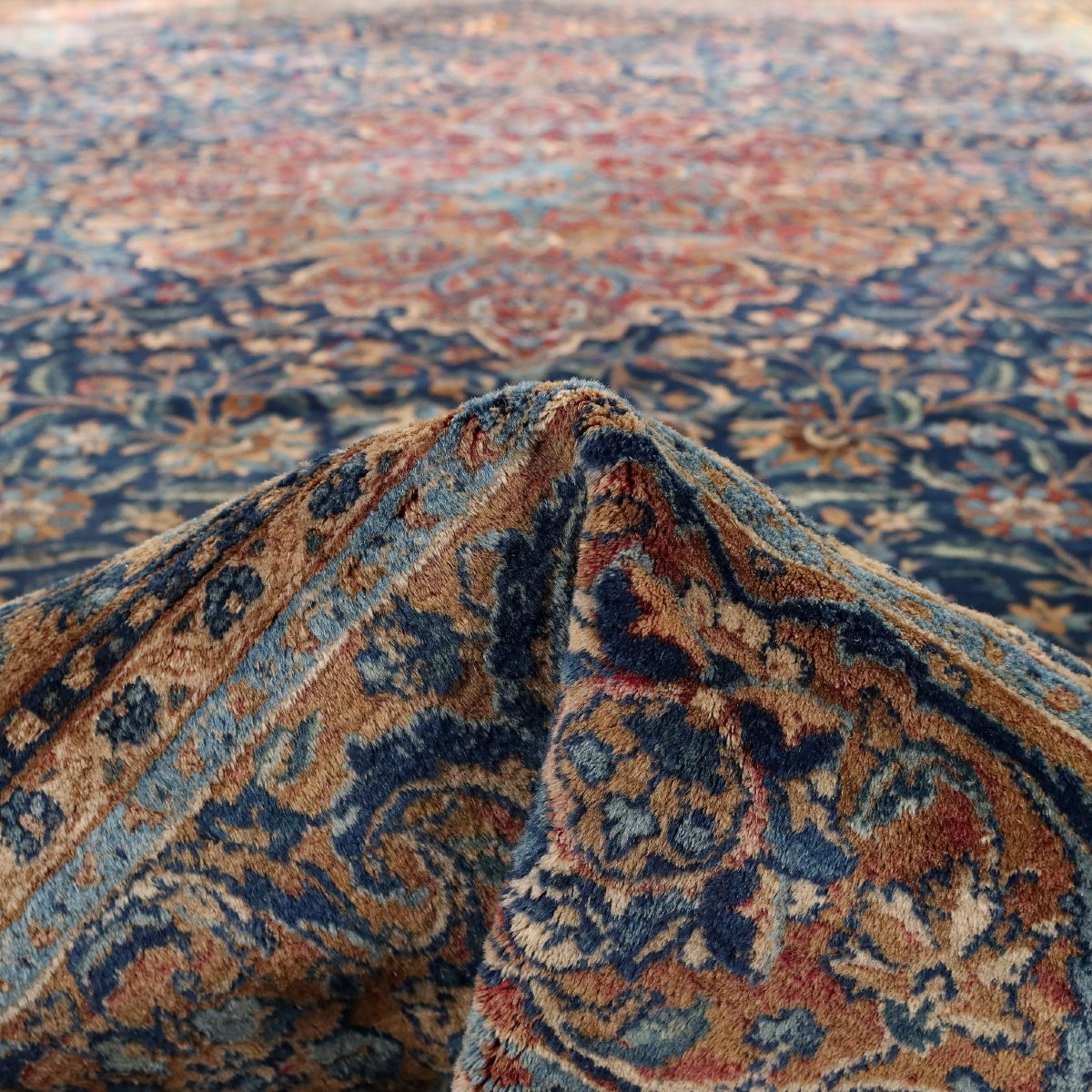 Antique Mashad Carpet Cotton Wool Thin Knot Iran 224 X 138 In-photo-8