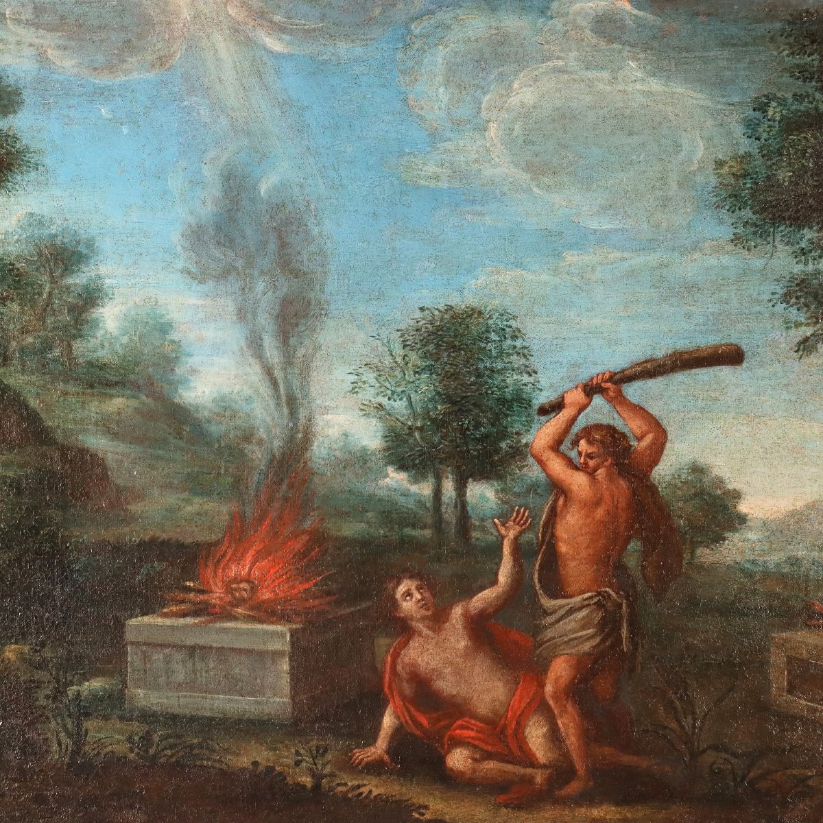 Cain And Abel Antique Painting Northern Europe XVII-xviii Century-photo-3