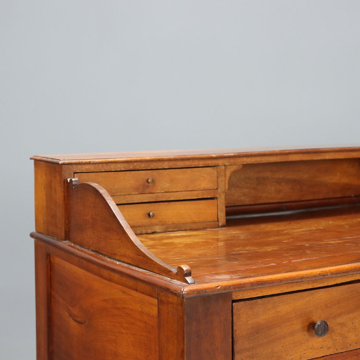 Antique Writing Desk Walnut 7 Drawers Italy XIX Century-photo-3