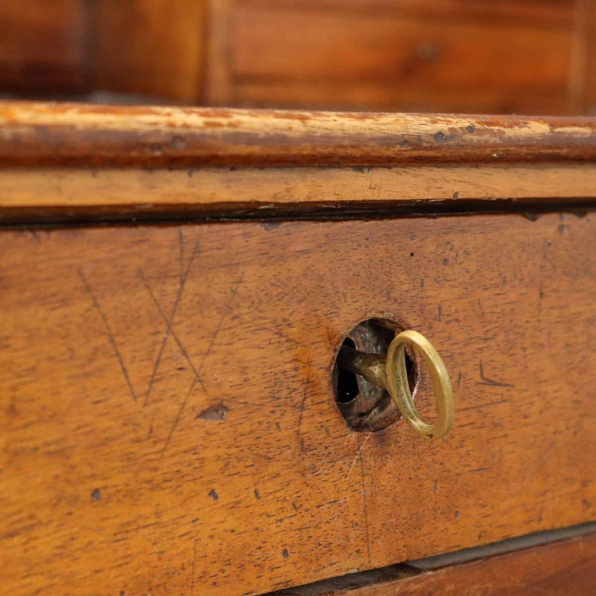 Antique Writing Desk Walnut 7 Drawers Italy XIX Century-photo-2