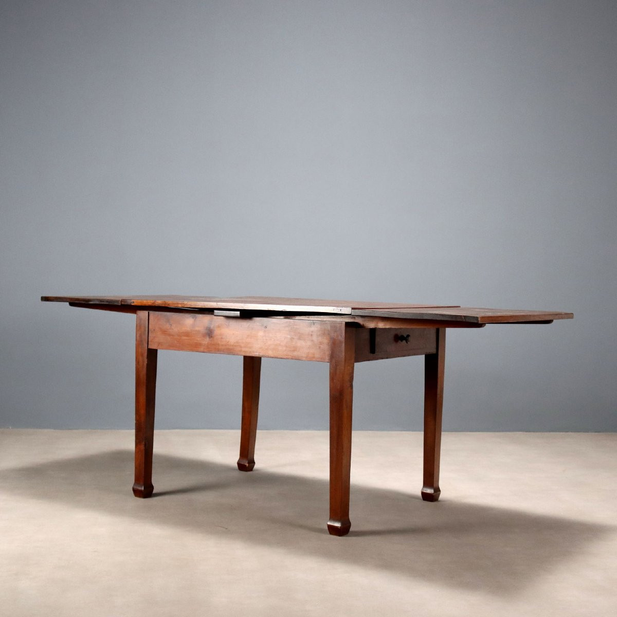 Antique Extendable Table Fir Beech Painted Walnut XIX Century-photo-1