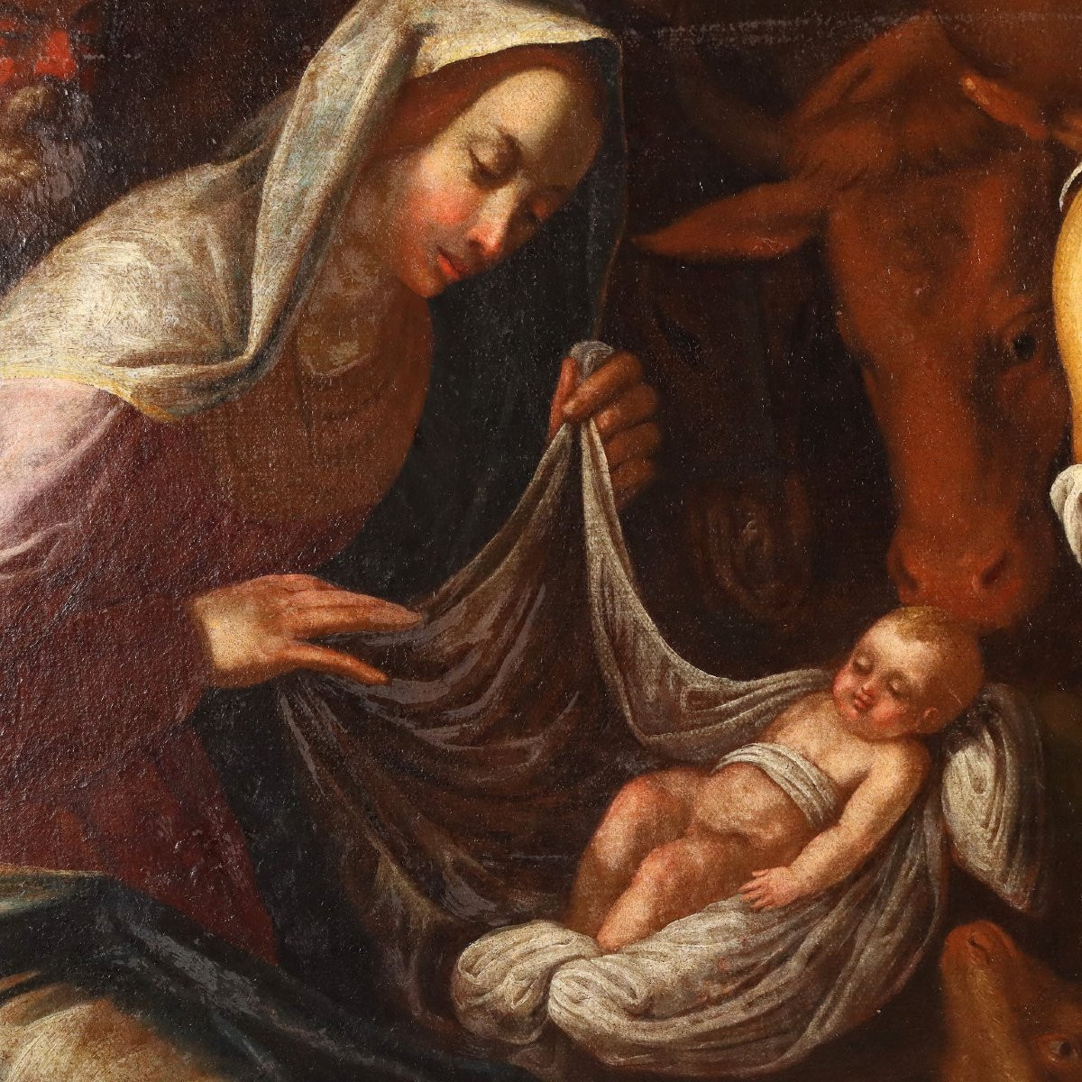 Tableau Ancien Disciple de Jacopo da Bassano Bergèrs XVIIe Siècle Original-photo-4