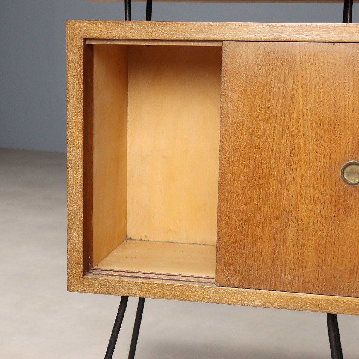 Vintage Corner Cabinet Design Marco Zanuso Oak Italy 1950s Original-photo-3