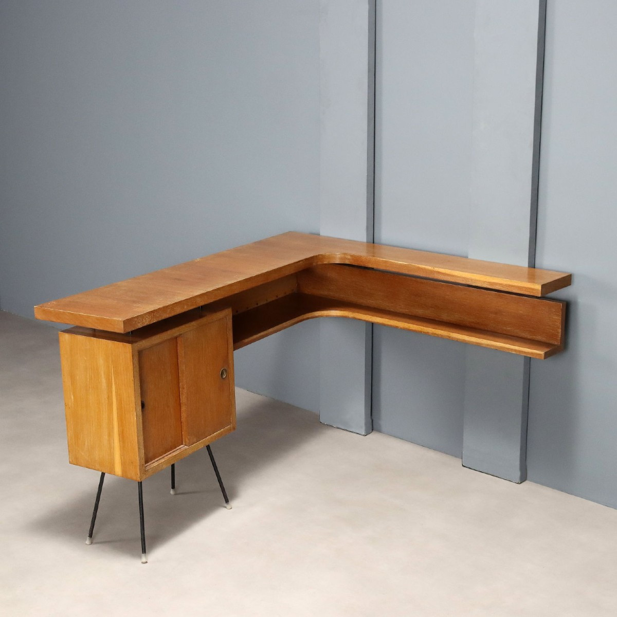 Vintage Corner Cabinet Design Marco Zanuso Oak Italy 1950s Original