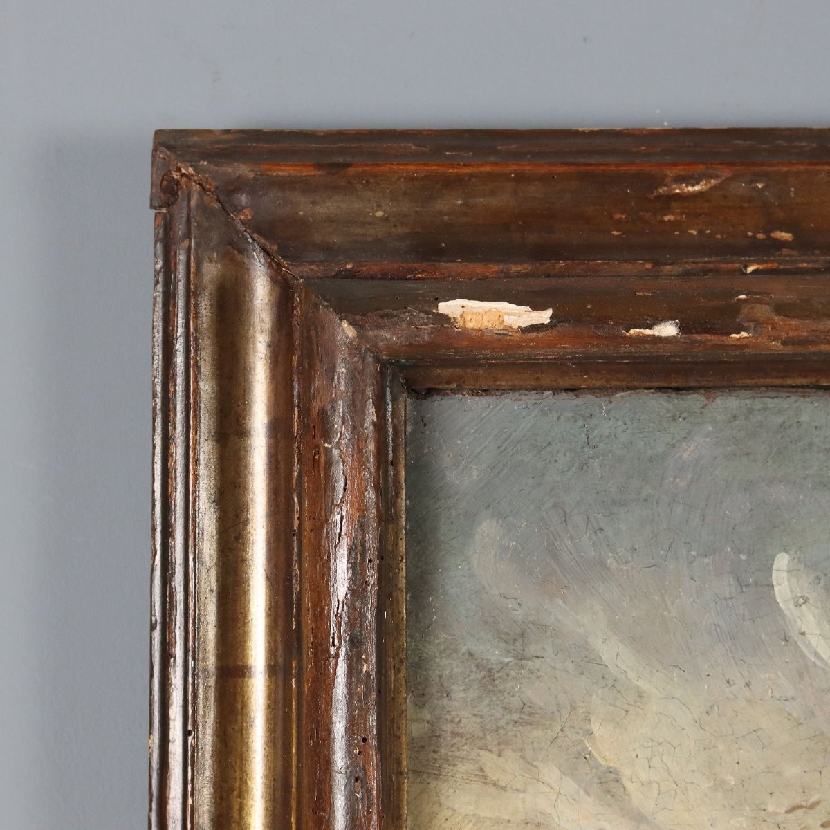 Tableau Ancien avec Figures et Batîments Huile sur Toile XVIIIe Siècle Original-photo-5