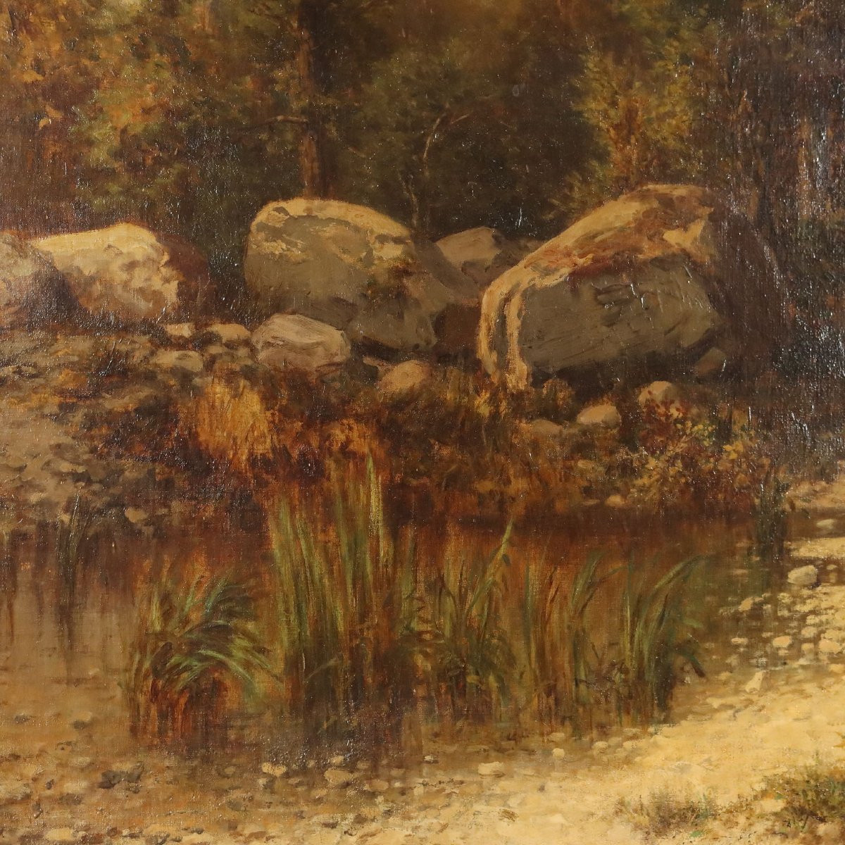 Antique Painting Landscape With Flock And Shepherds XIX Century-photo-6