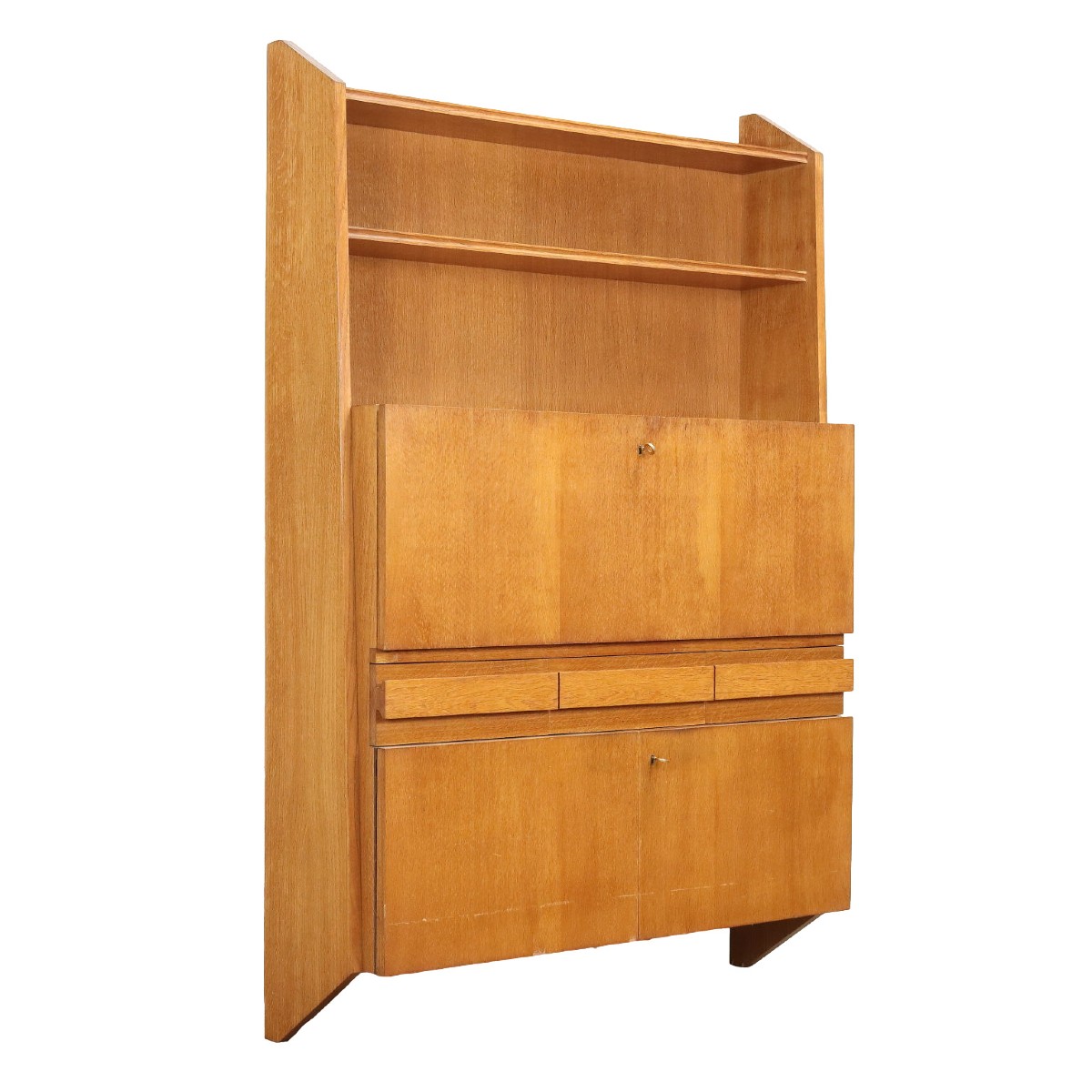 Meuble Vintage Bois Plaqué Chêne Design Italie des Années 1950