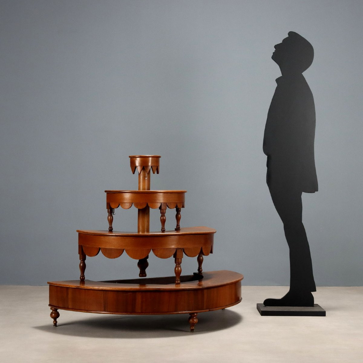 Antique Etagere Walnut Semi-round Shape Italy XIX Century-photo-2