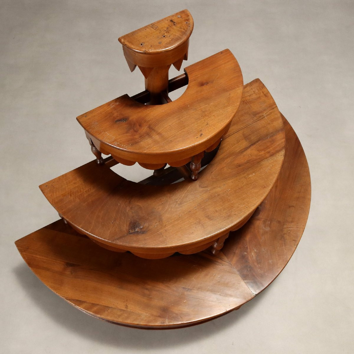 Antique Etagere Walnut Semi-round Shape Italy XIX Century-photo-4