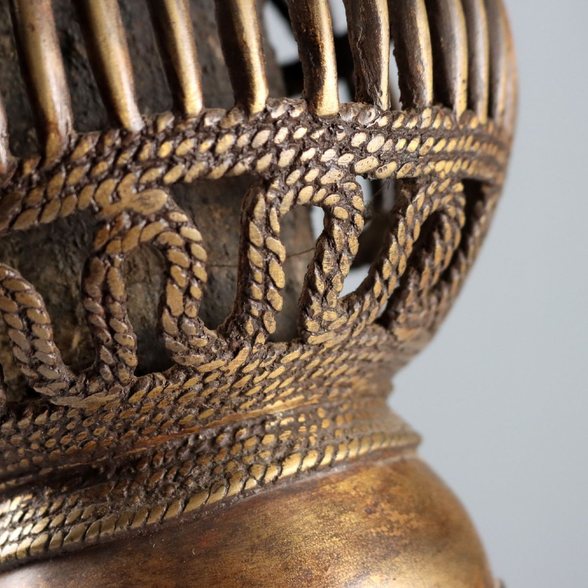 Pipe Royale Bronze Art Bamun Cameroun Afrique du XXe Siècle-photo-1